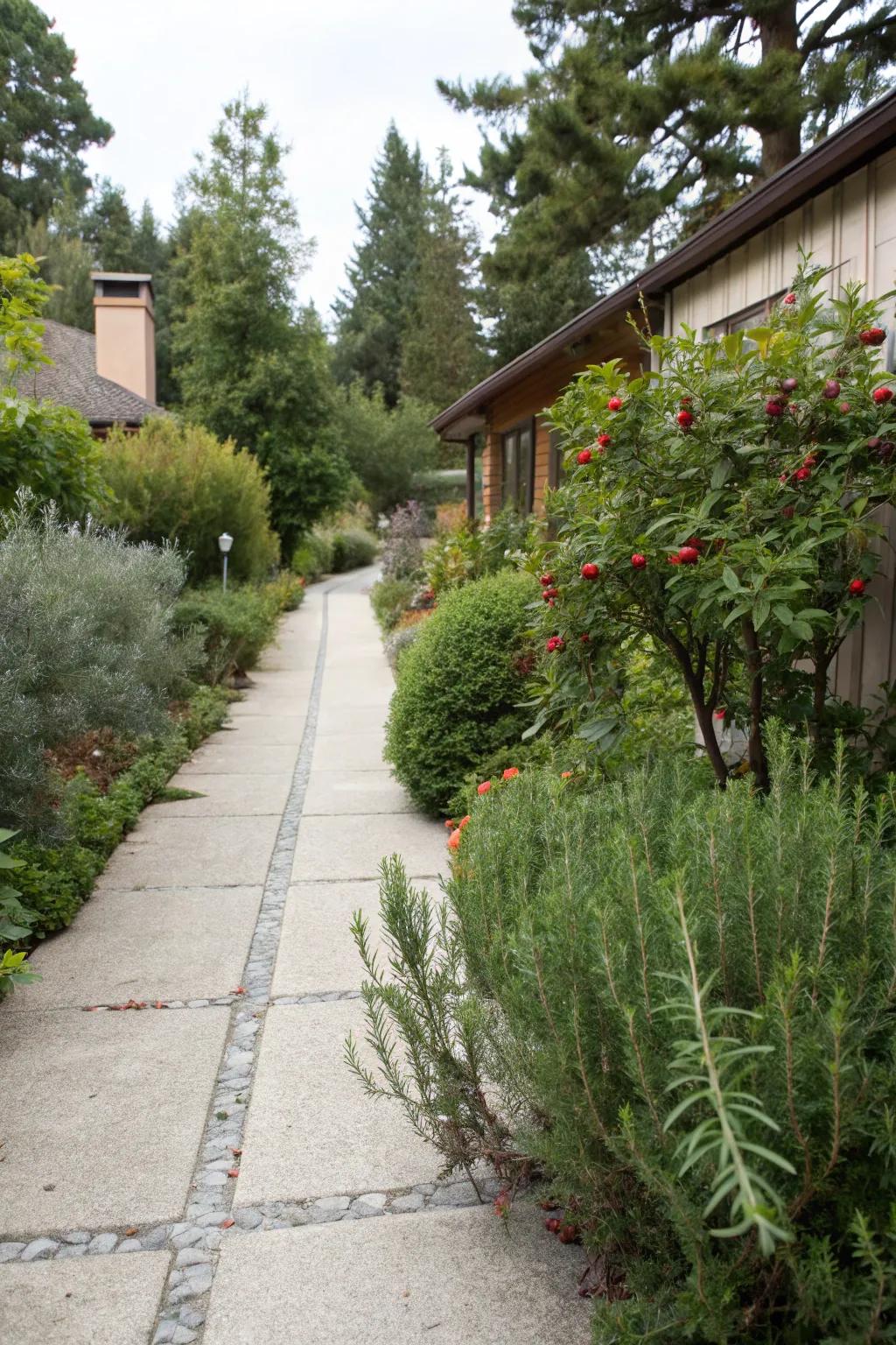 Edible plants add functionality and flavor to driveways.
