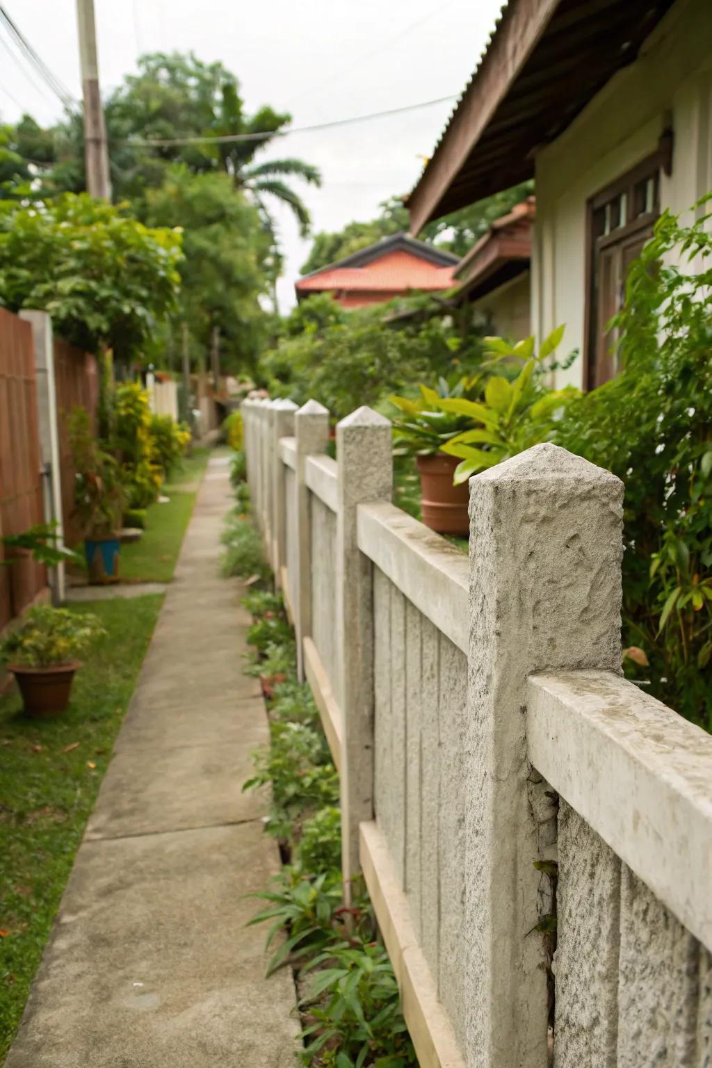 Concrete fences provide a simple yet modern solution with low maintenance.