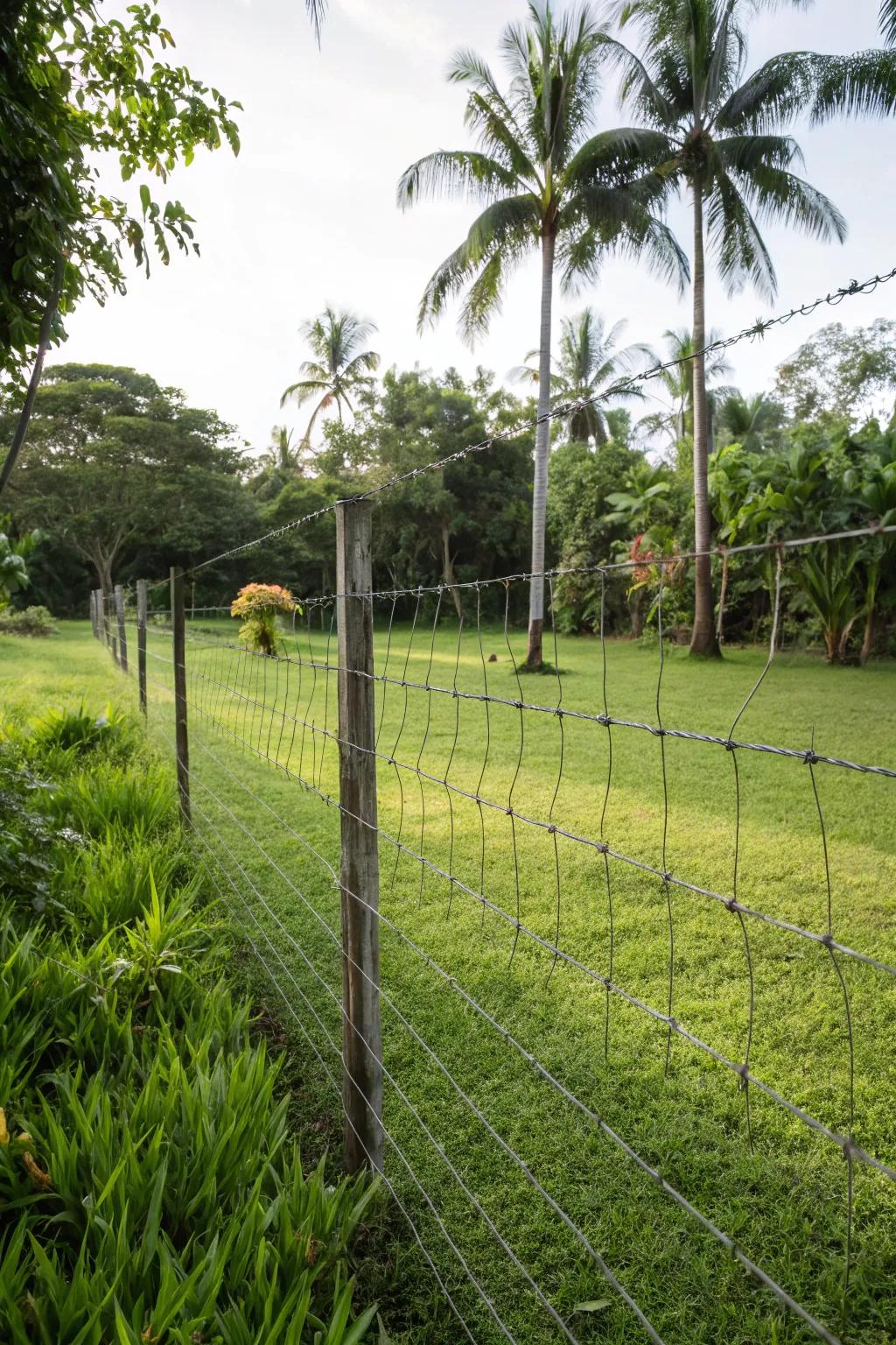 Minimalist wire fences offer a modern look with open space.