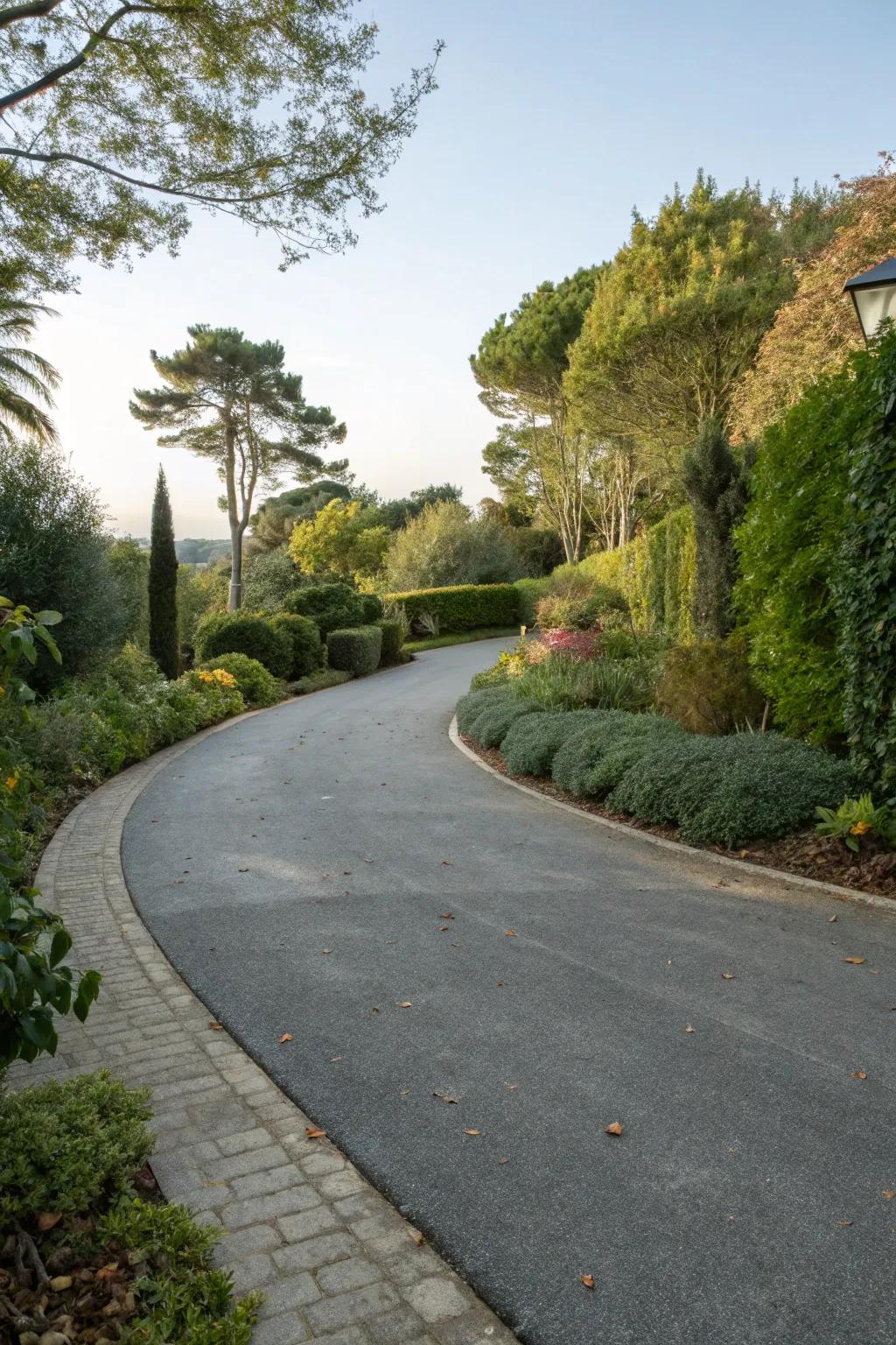 A driveway that effortlessly merges with nature.