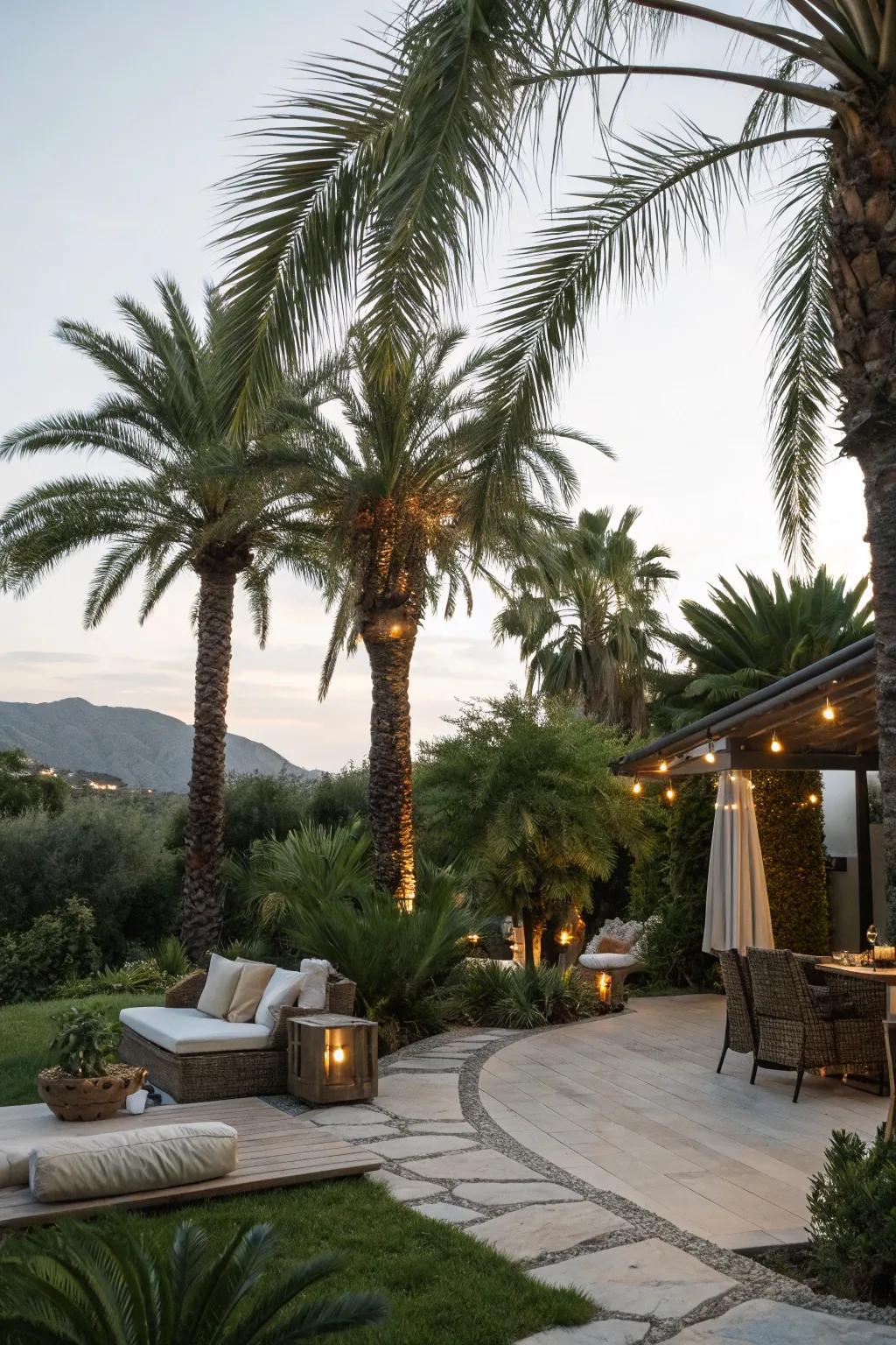 Palms provide natural patio privacy.