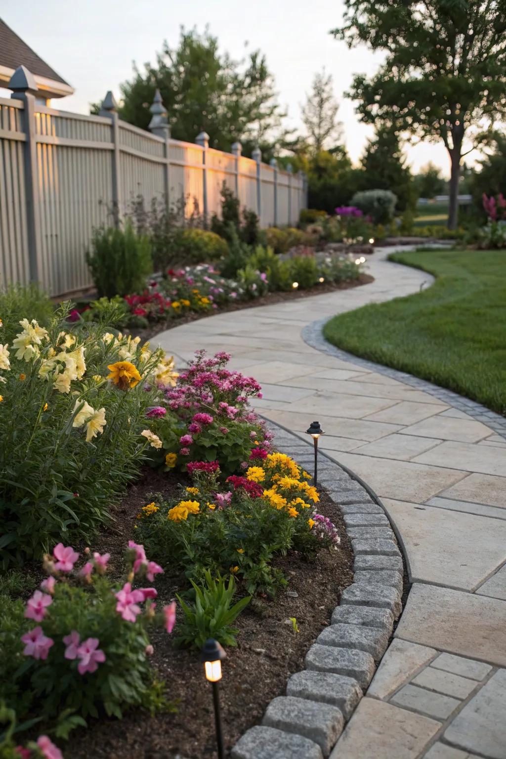 Curved pathways add elegance and guide the journey through the garden.
