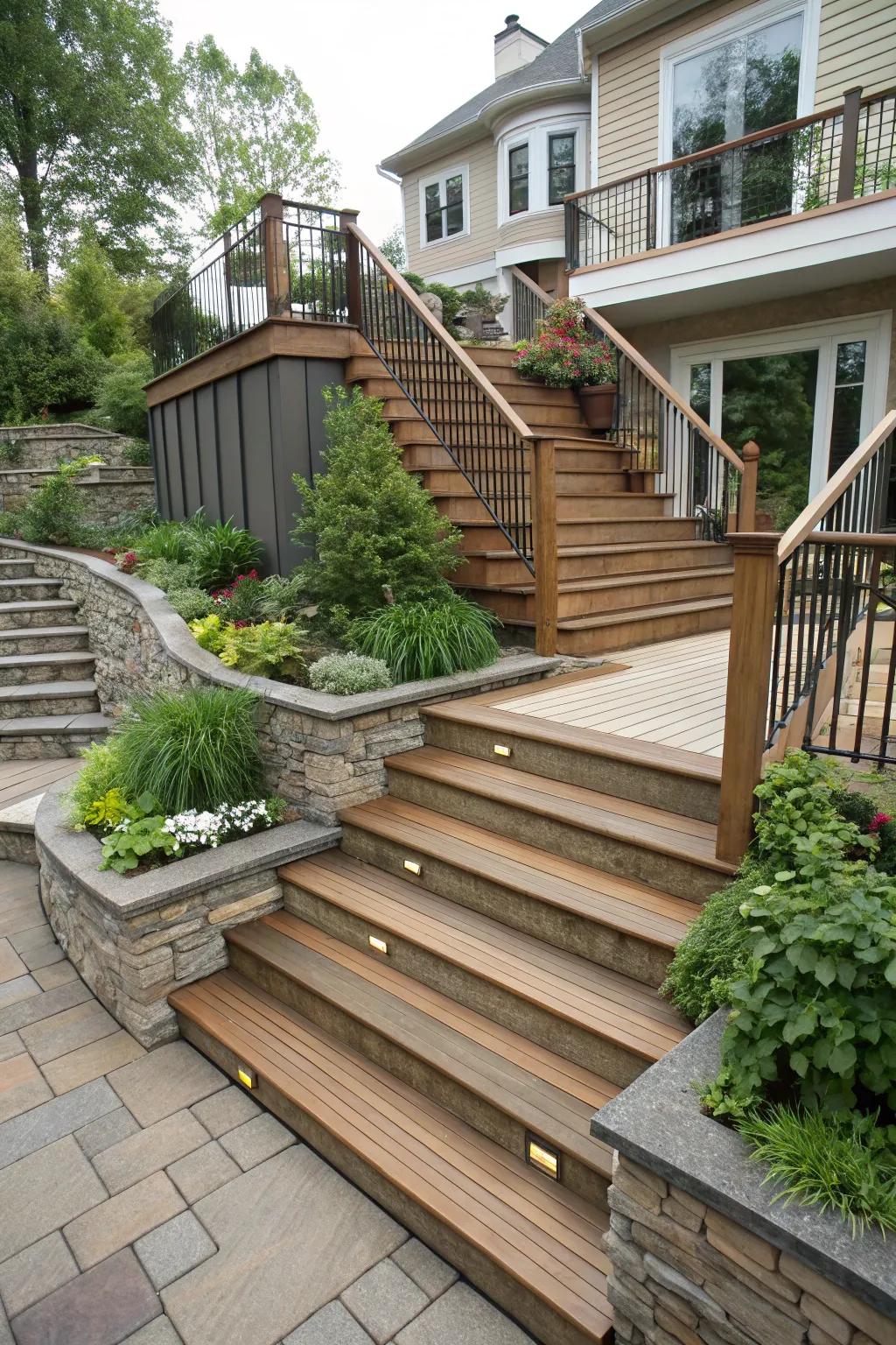 A visually interesting design with different deck levels.