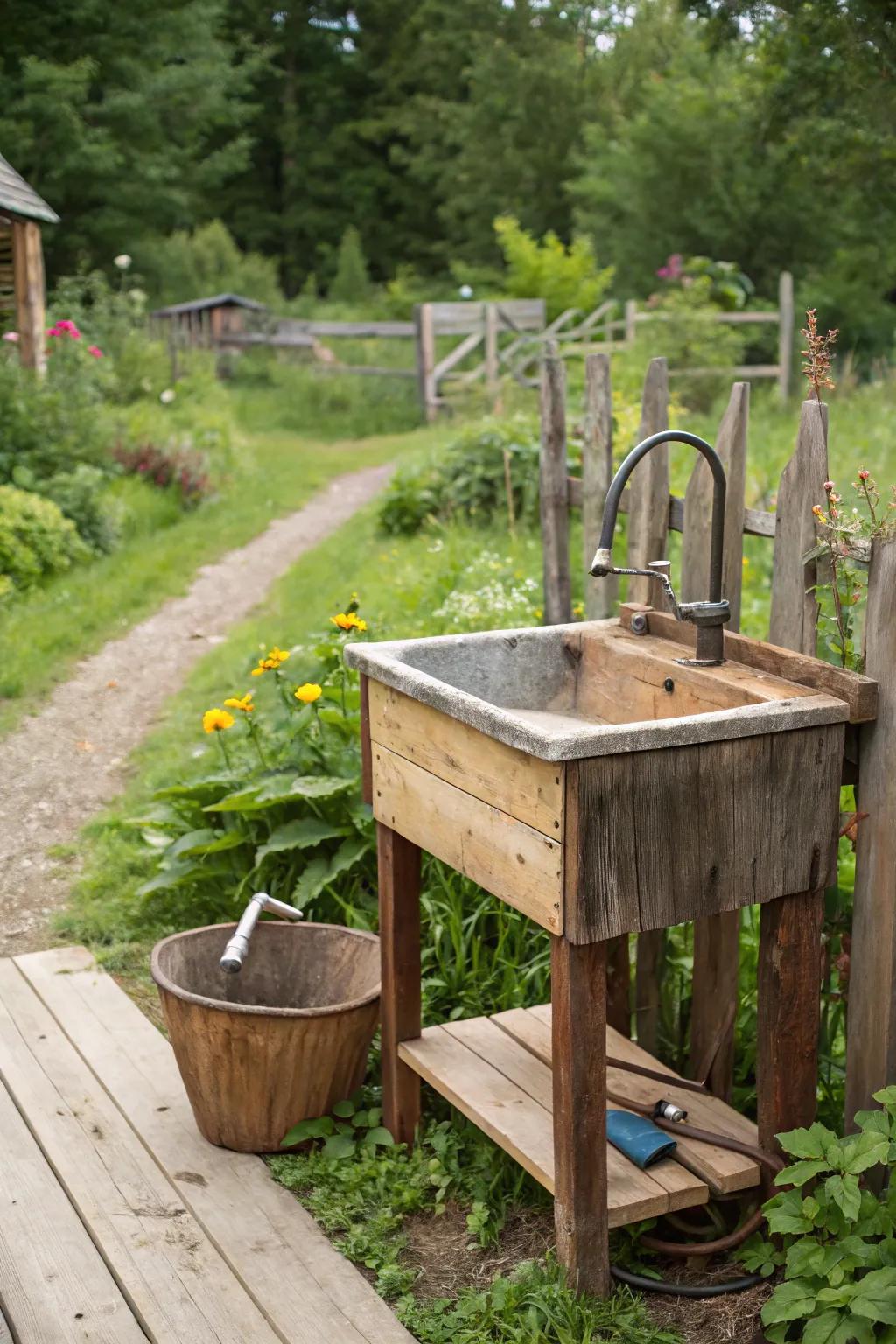 Eco-friendly sink crafted from reclaimed materials.