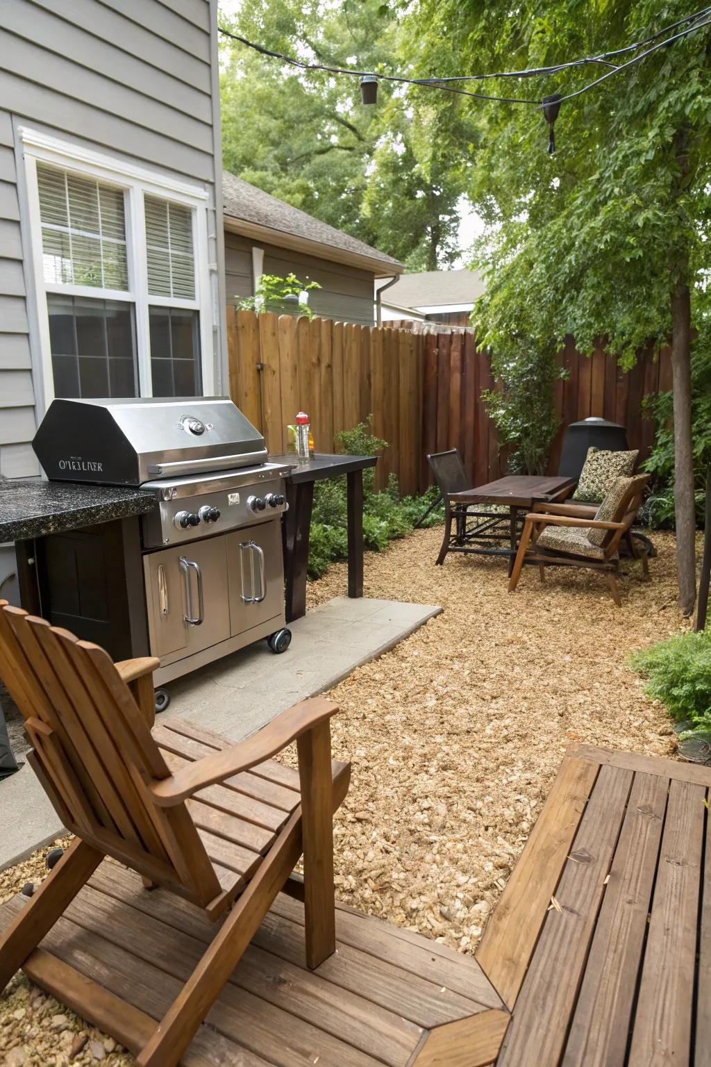 Craft a simple patio using wood chips for an easy outdoor upgrade.