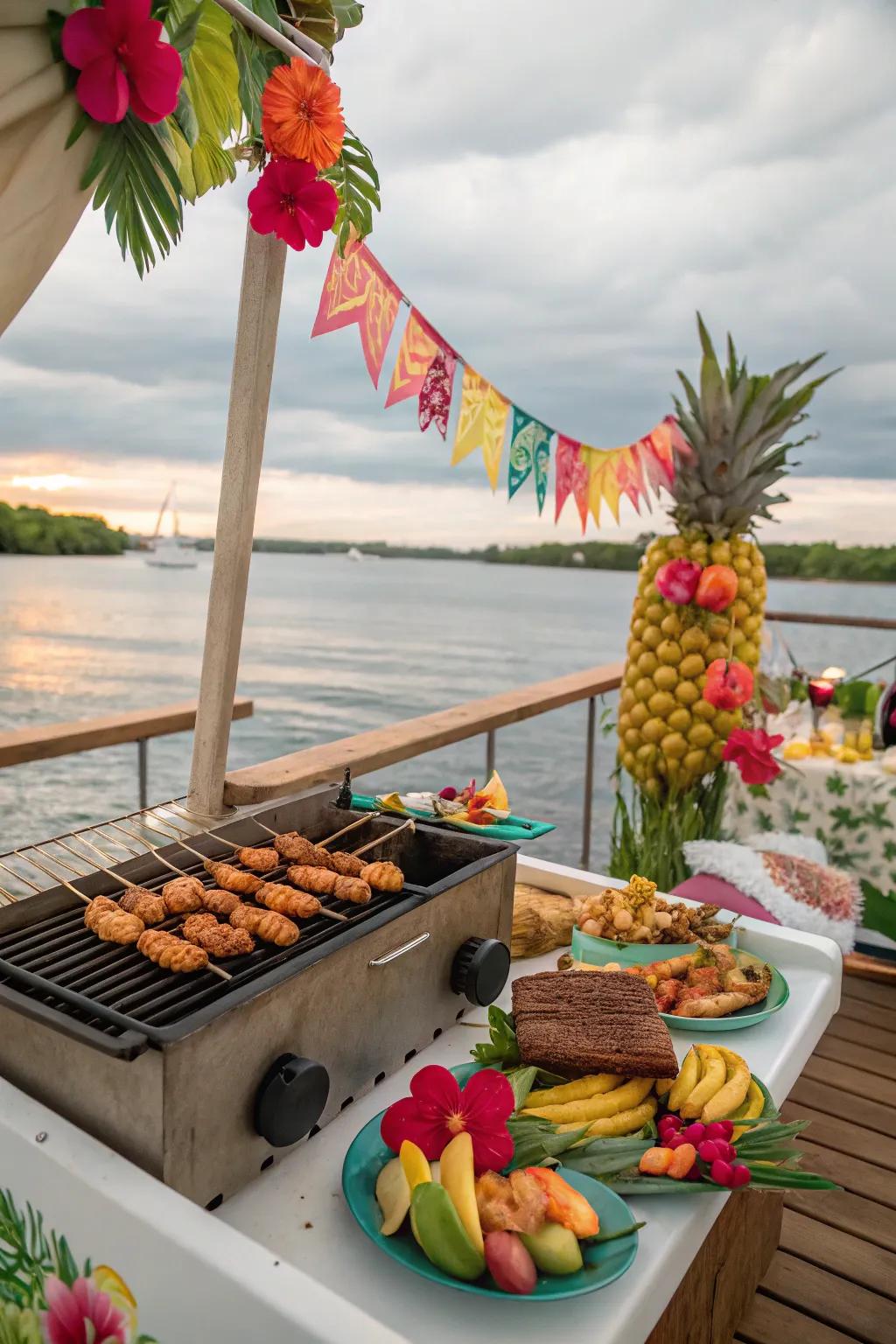Spice up your boat outings with themed grilling nights.