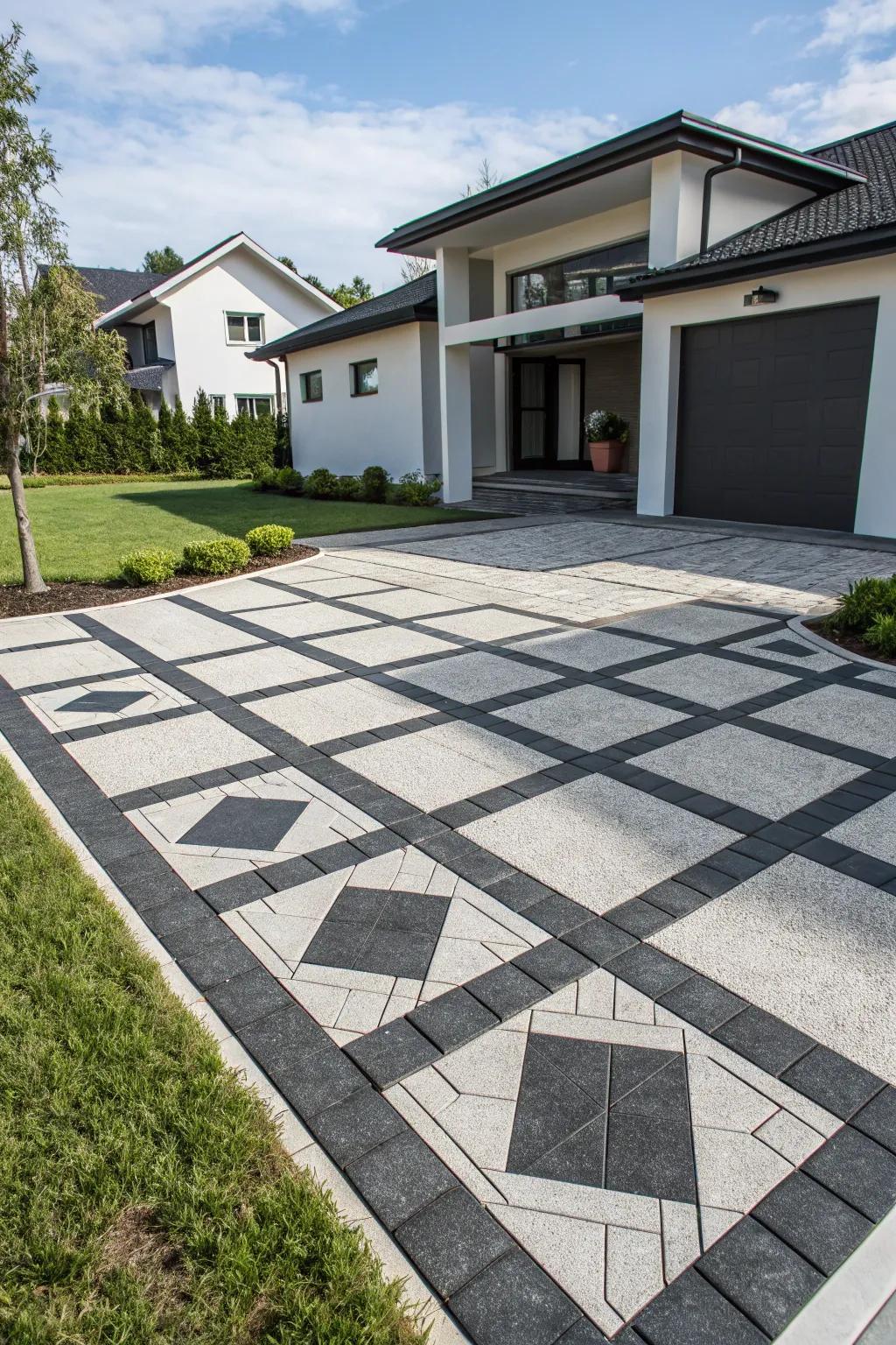 Stand out with bold, modern driveway patterns.