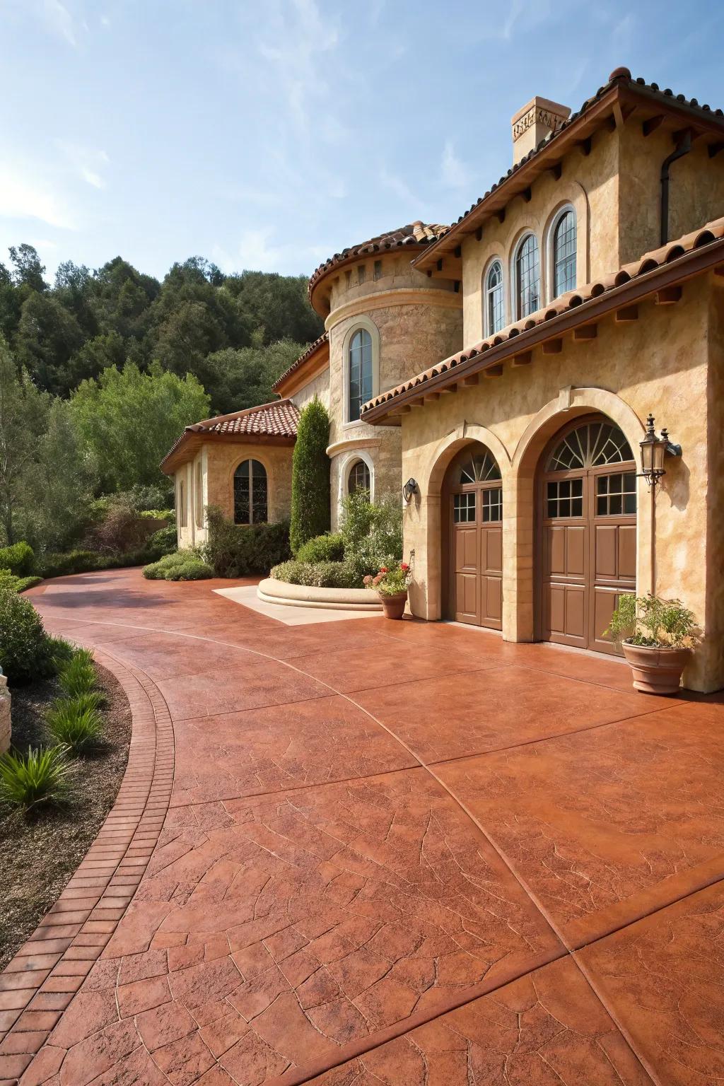Add personality with artistic driveway staining.