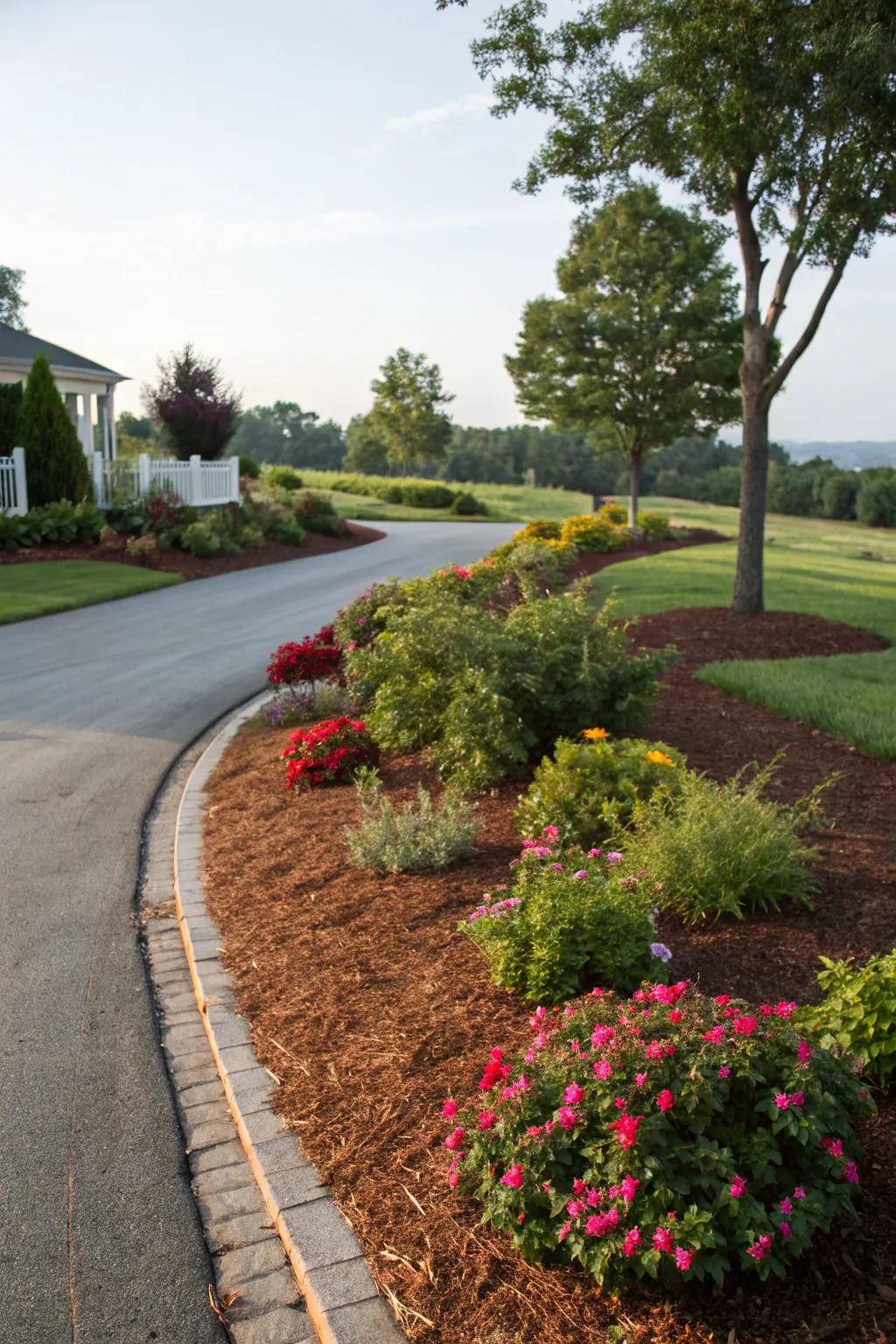 Add contrast and texture with mulch borders.