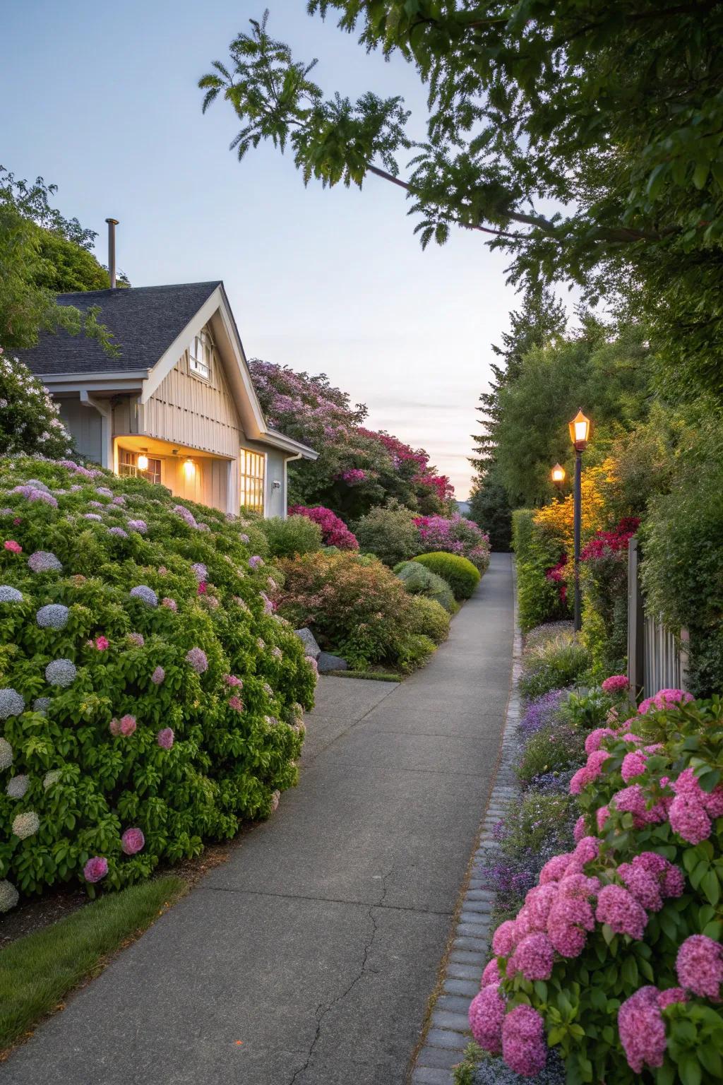 Add life to your driveway with vibrant greenery.