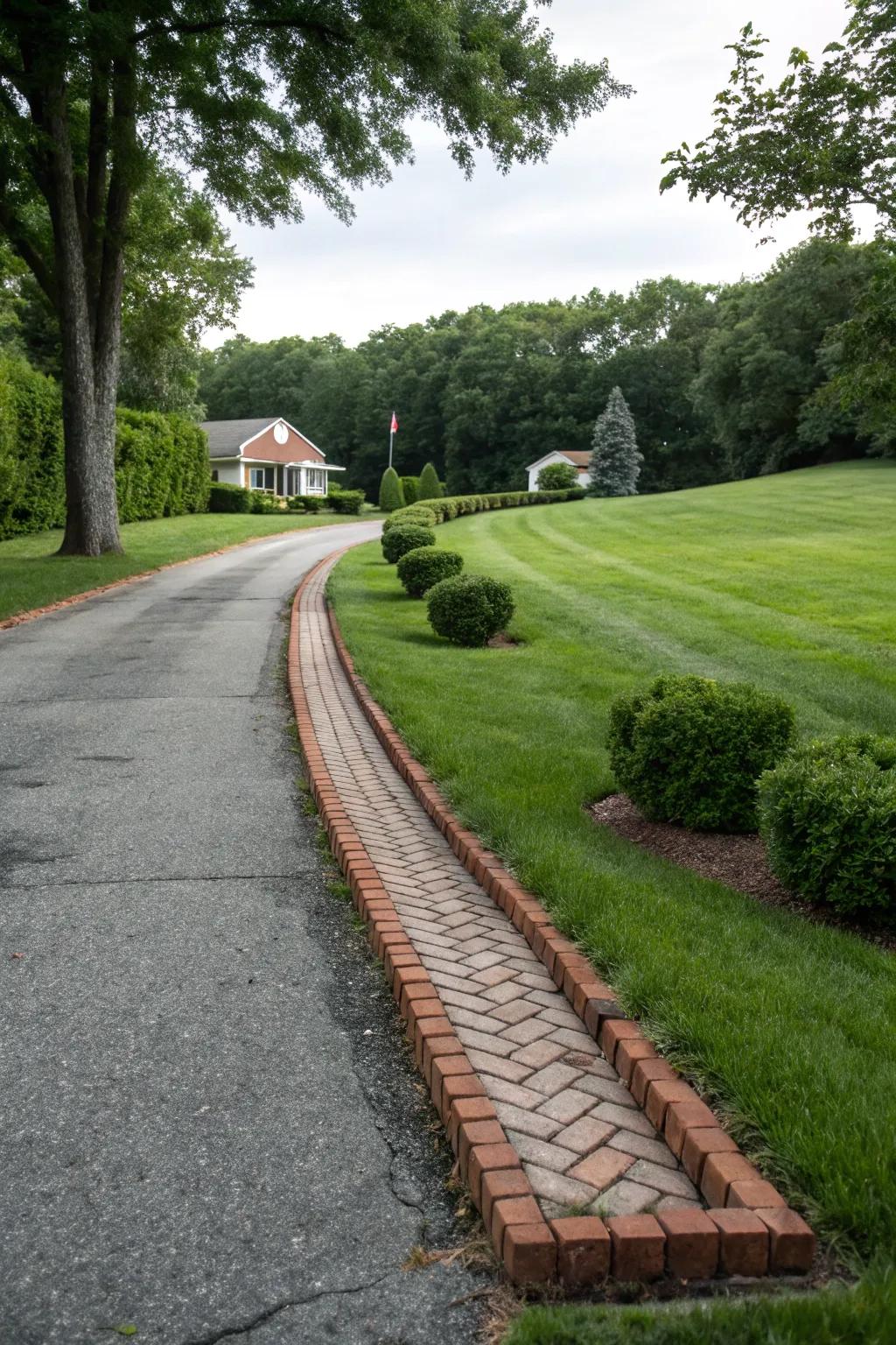 Neatly defined driveway borders for a classic look.