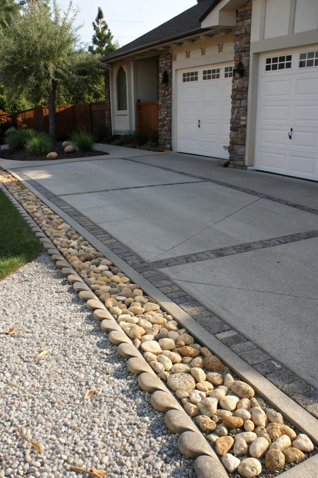 Introduce texture with decorative pebbles.