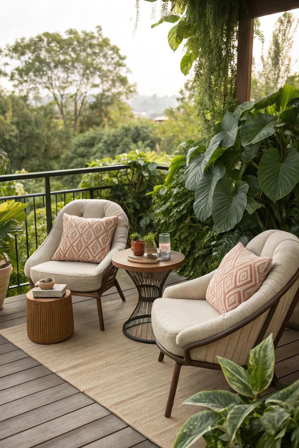 A cozy seating area perfect for relaxation on the deck.