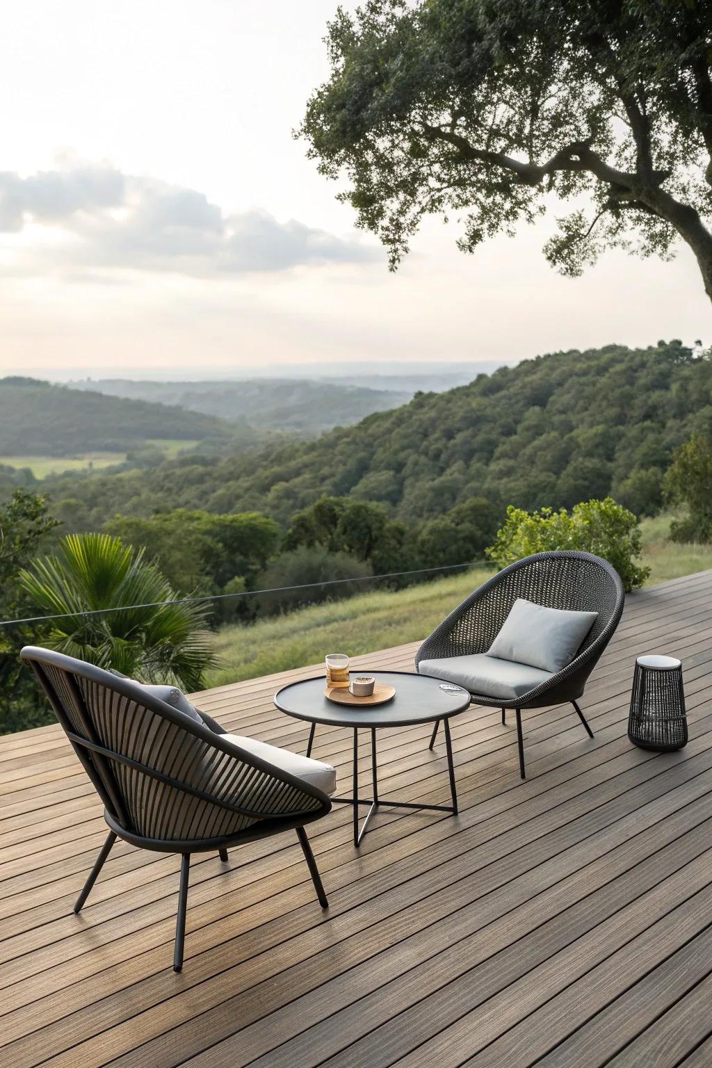 A sleek, modern deck with clean lines and contemporary style.