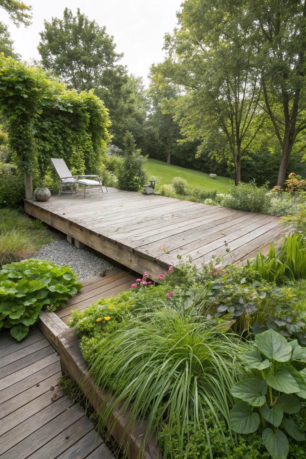 Eco-friendly materials create a sustainable and beautiful deck.