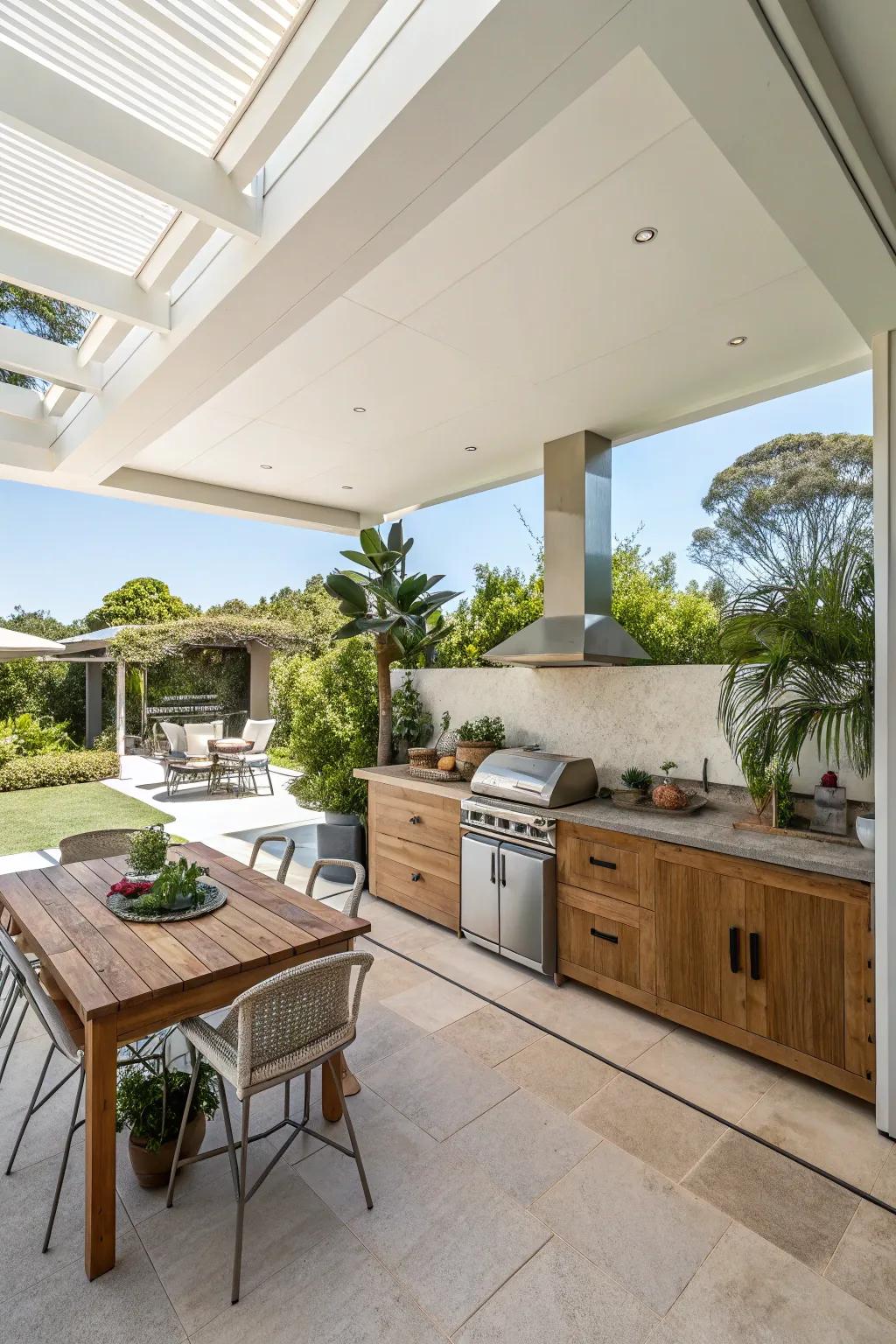 Bright outdoor kitchen making the most of natural light.