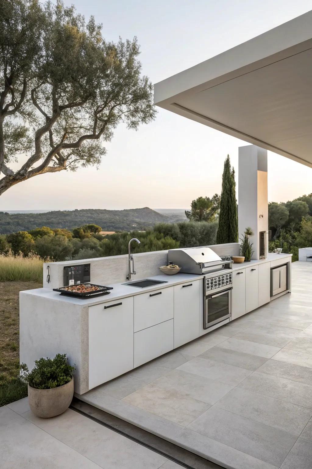 Clean and minimalistic outdoor kitchen design.