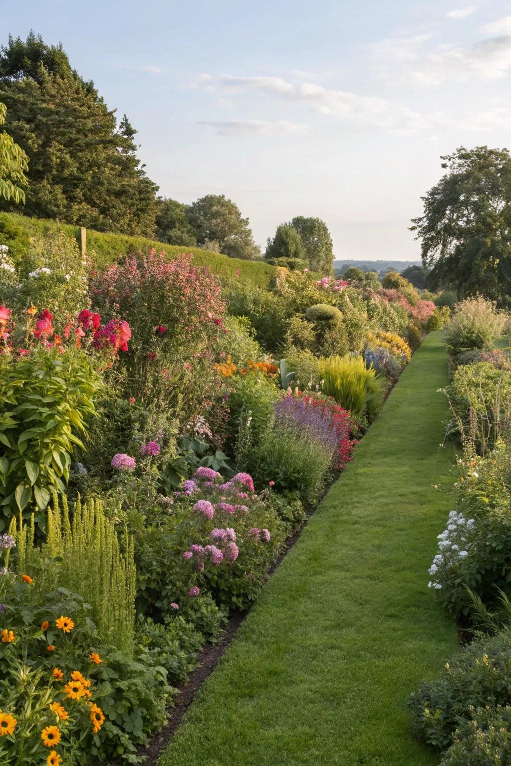 Herbaceous borders serve as a natural and beautiful grass barrier.