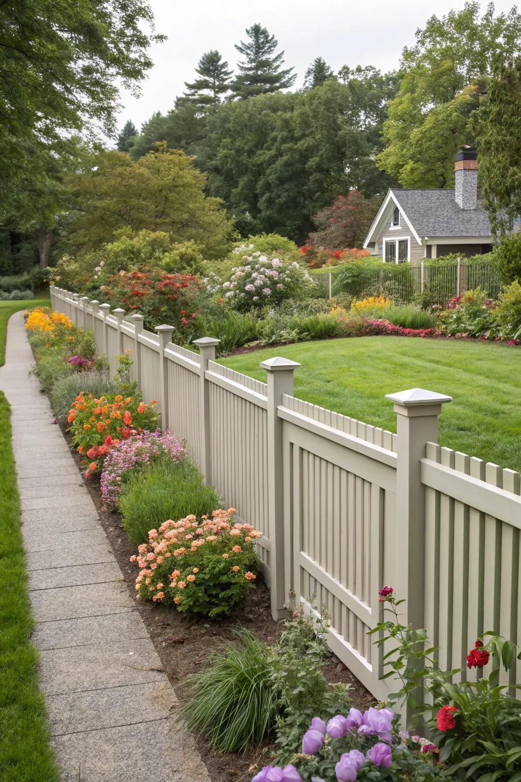 Add sophistication with elegant gray fence tones.
