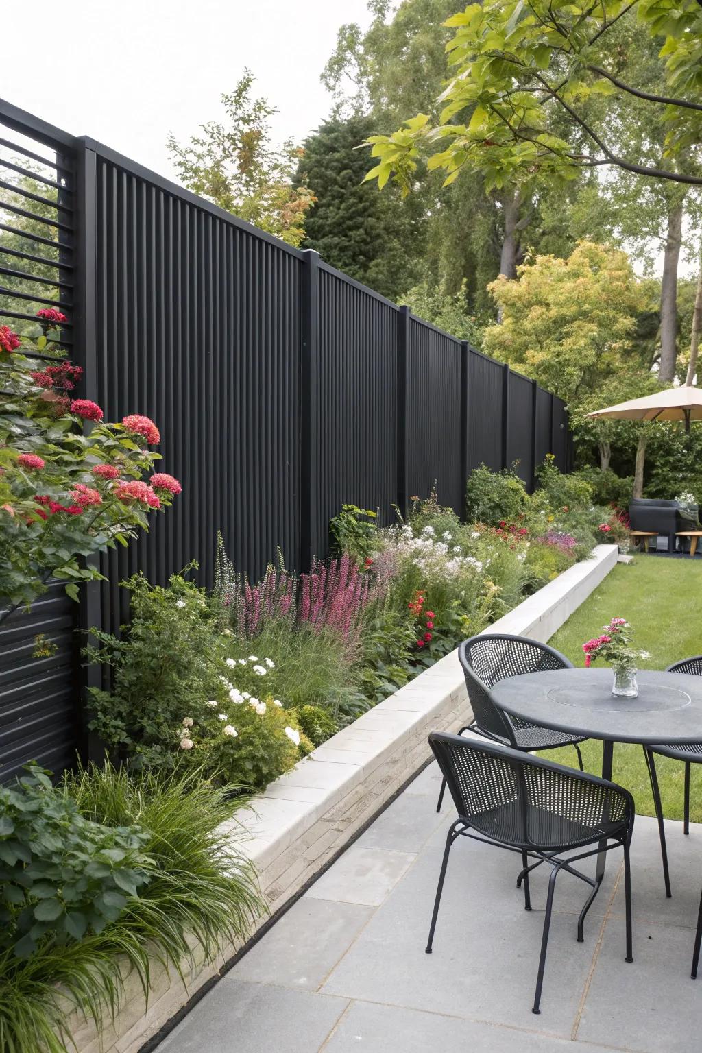 Create drama with a bold black fence.