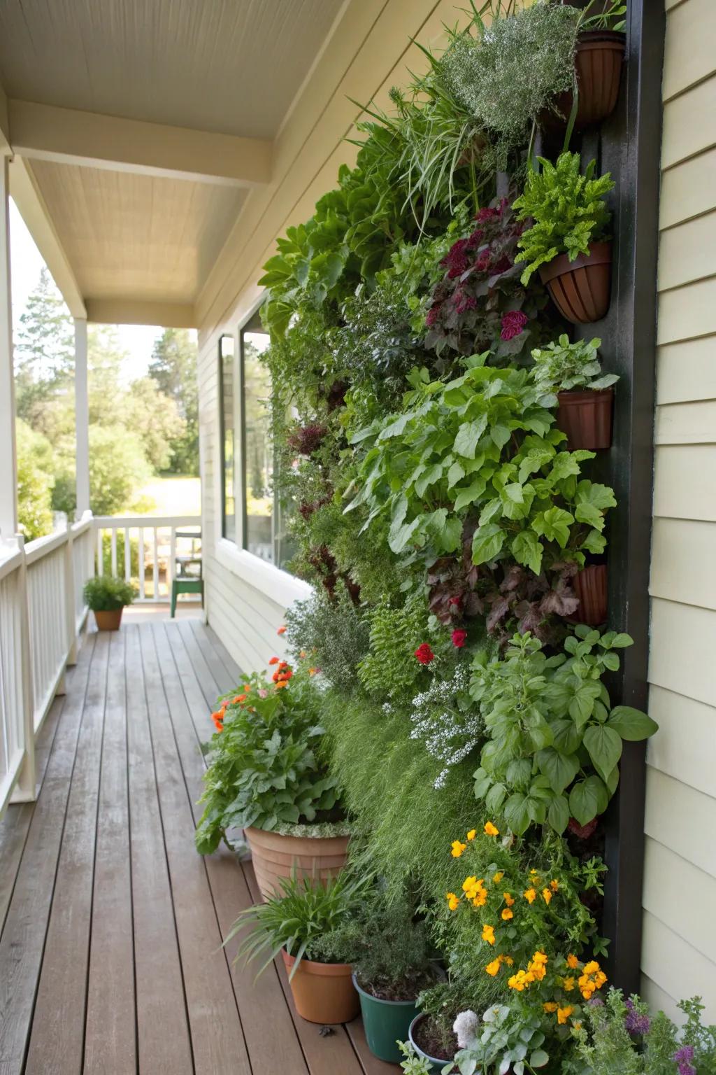 A vertical garden adds lushness without sacrificing space.