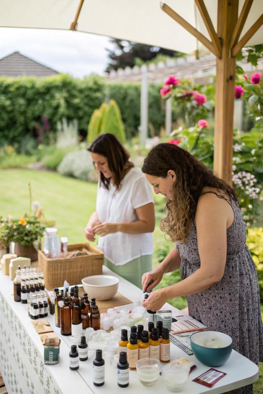 A DIY perfume workshop allows guests to craft personalized fragrances.