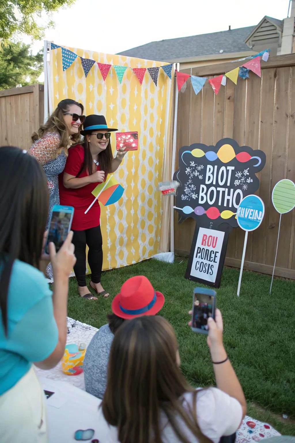 A personalized photo booth creates lasting memories and lots of laughs.