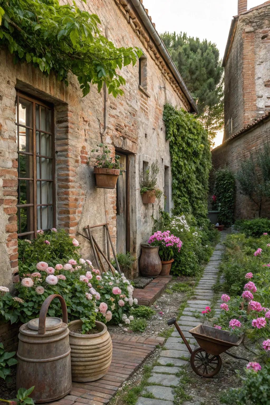 Add warmth with the rustic charm of aged bricks.