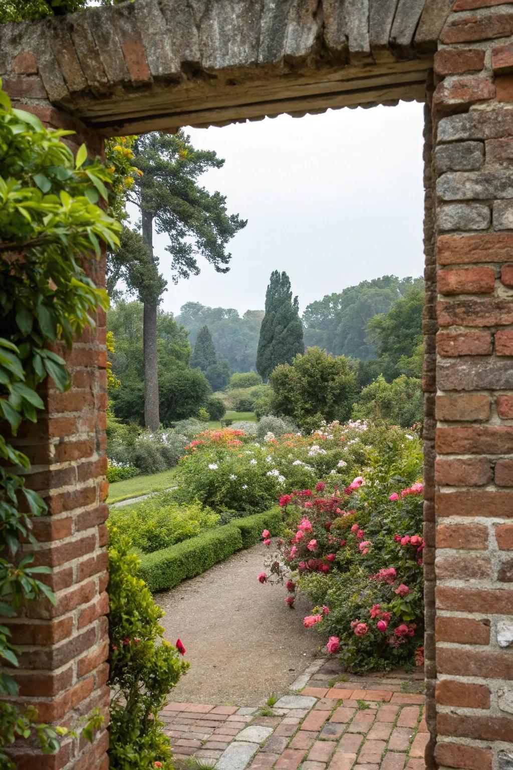 Frame the beauty of your garden with a strategically placed brick wall.