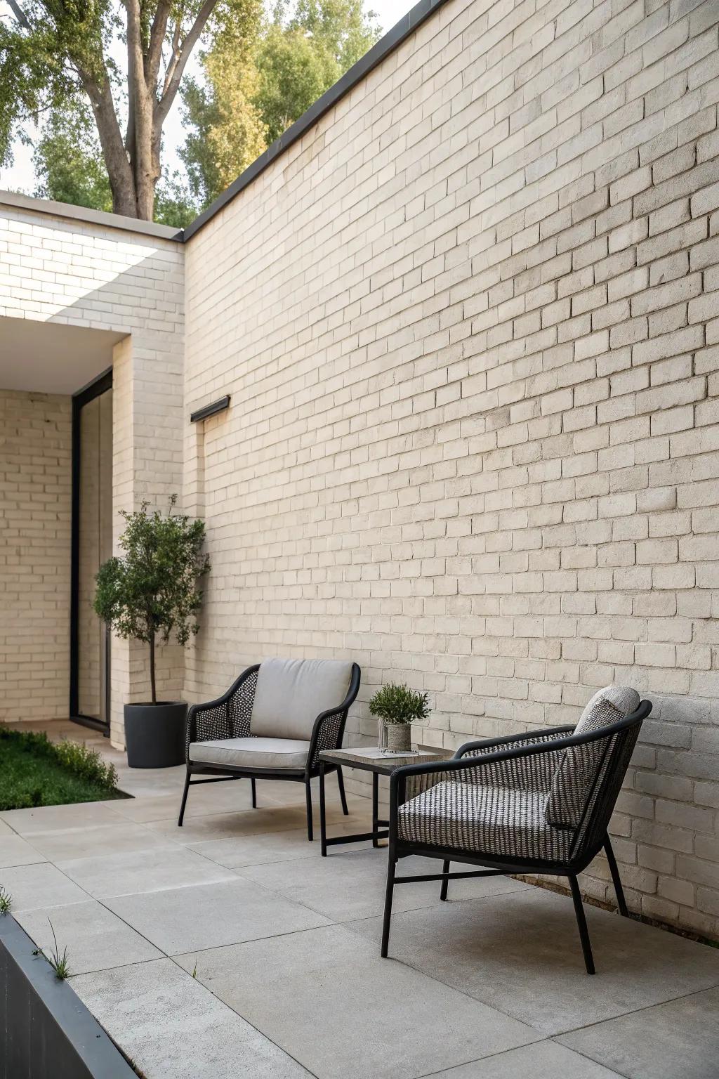 Achieve modern elegance with minimalist decor and a brick wall.