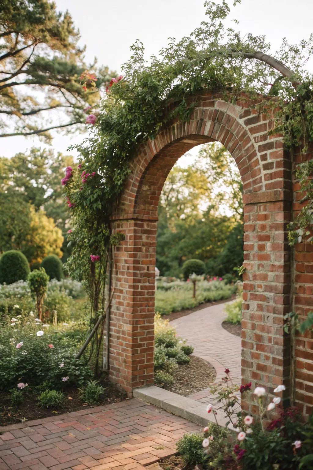 Enhance your garden with a charming brick archway.