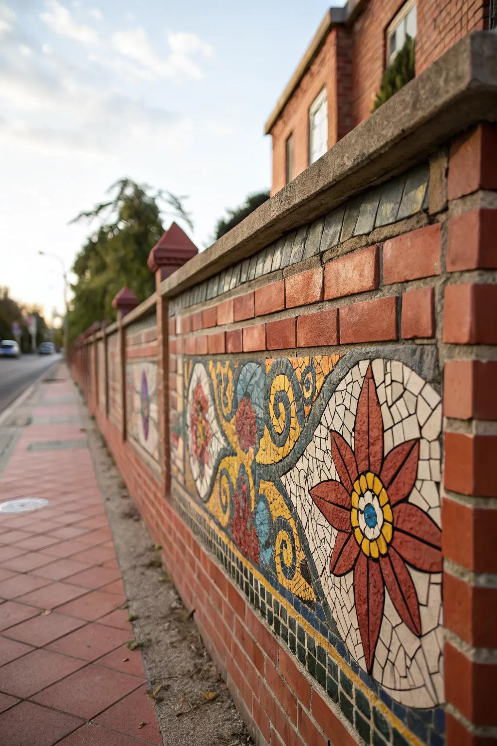 Make a statement with mosaic art on your brick wall.