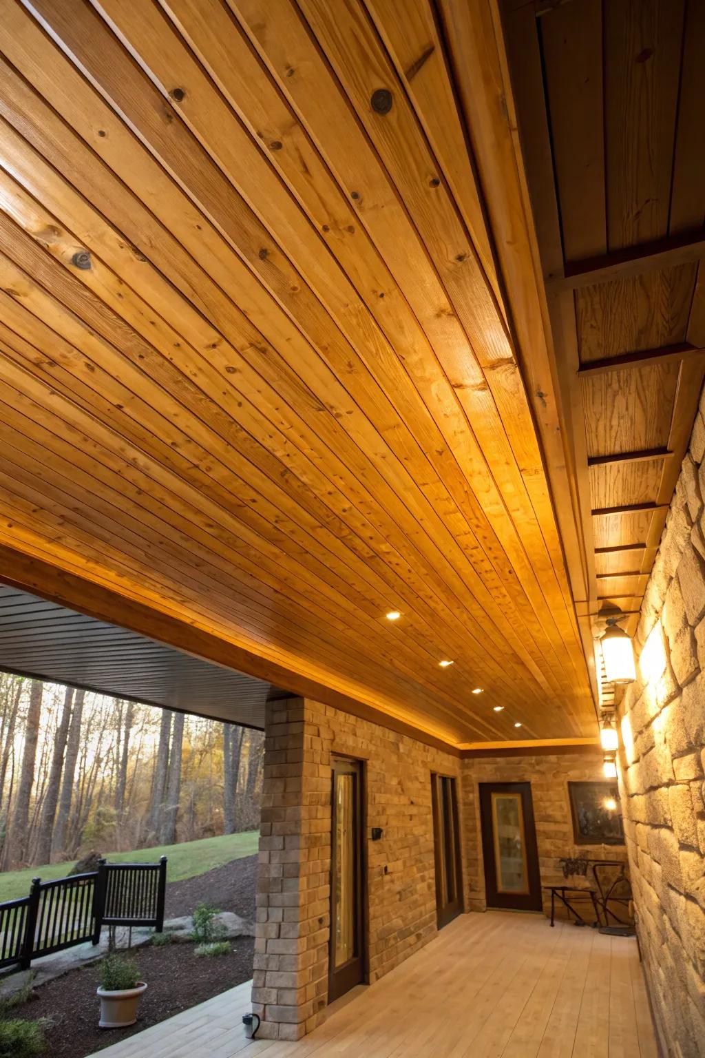 Natural wood panels add warmth to your under-deck area.