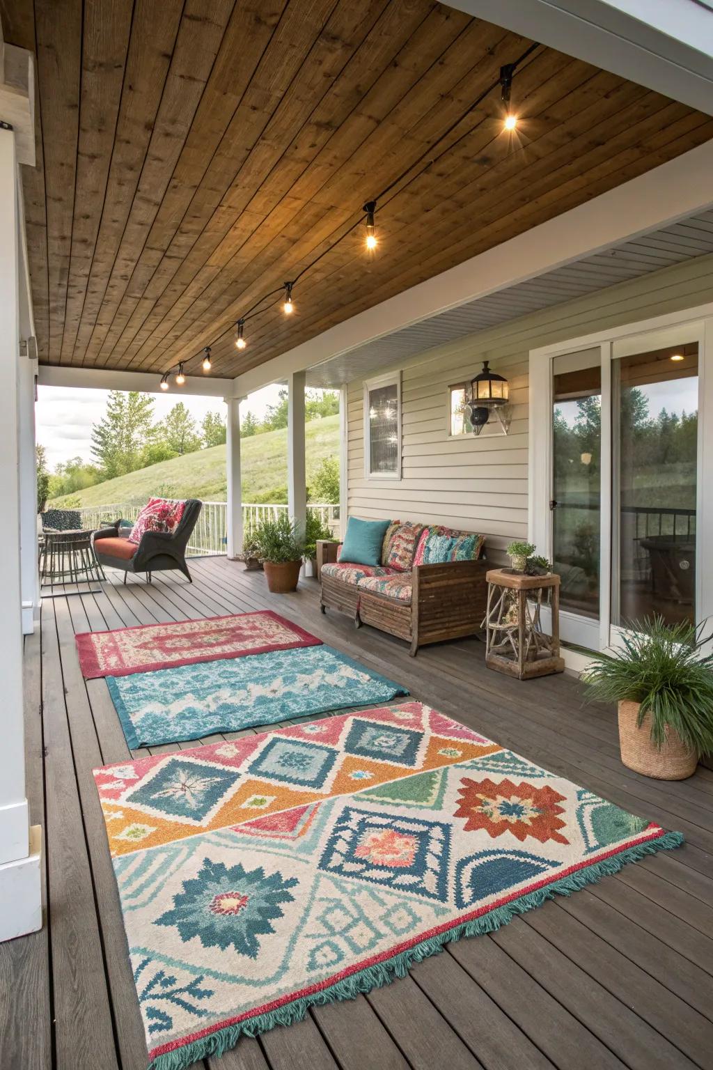 Outdoor rugs add comfort and style to your under-deck area.