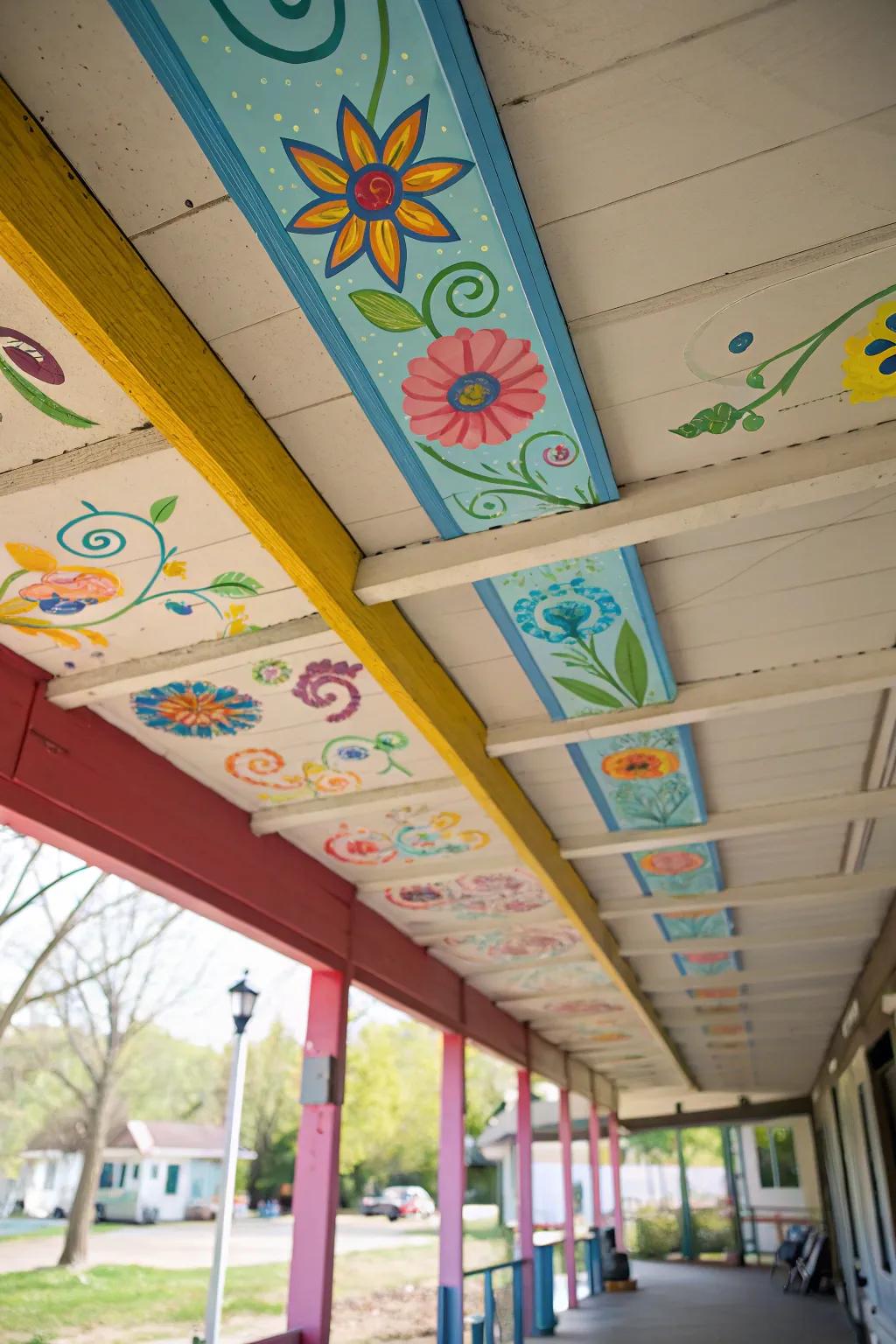 Painted panels add a splash of color to your under-deck area.