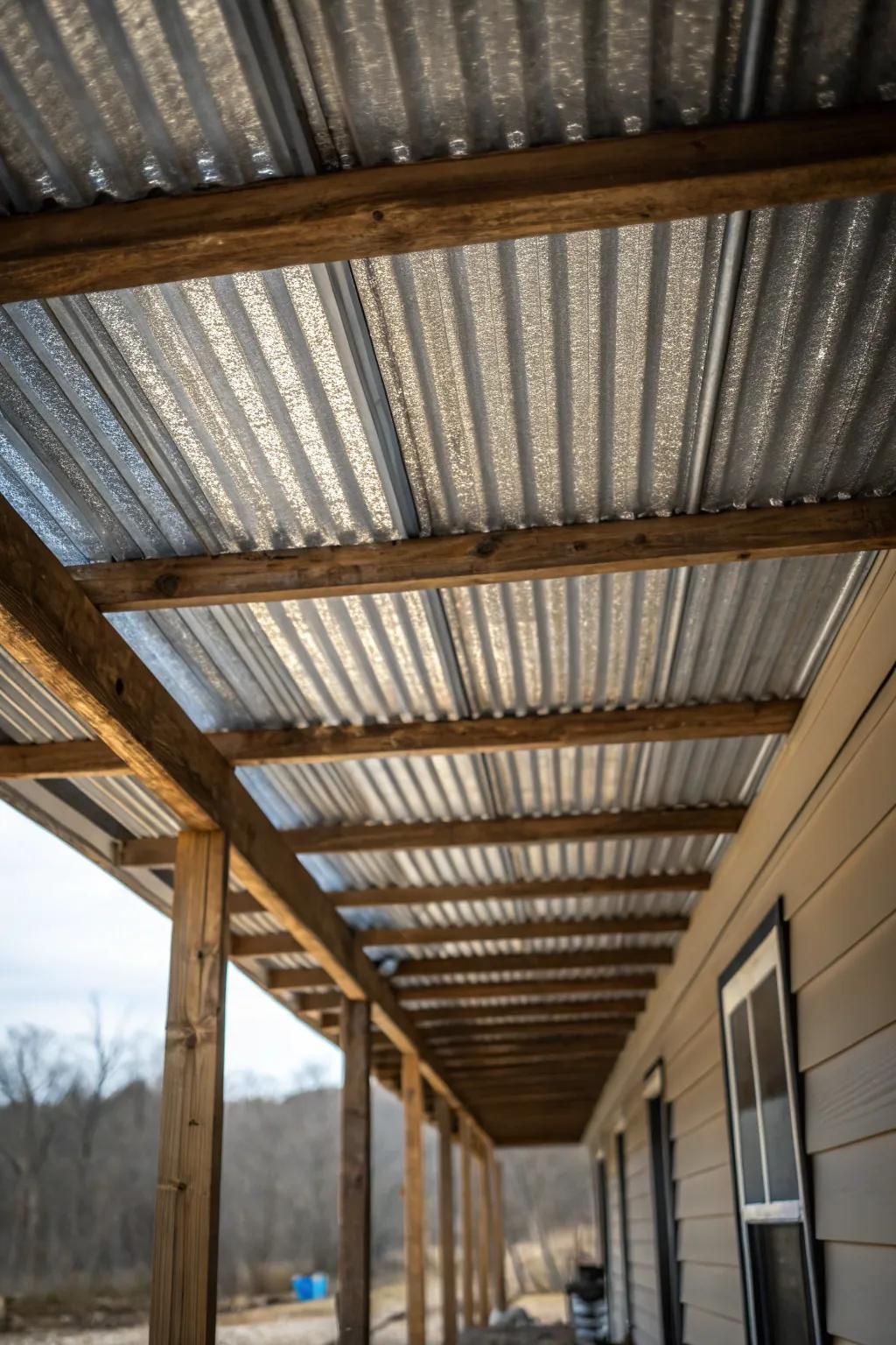 Corrugated steel adds an industrial charm to your under-deck space.