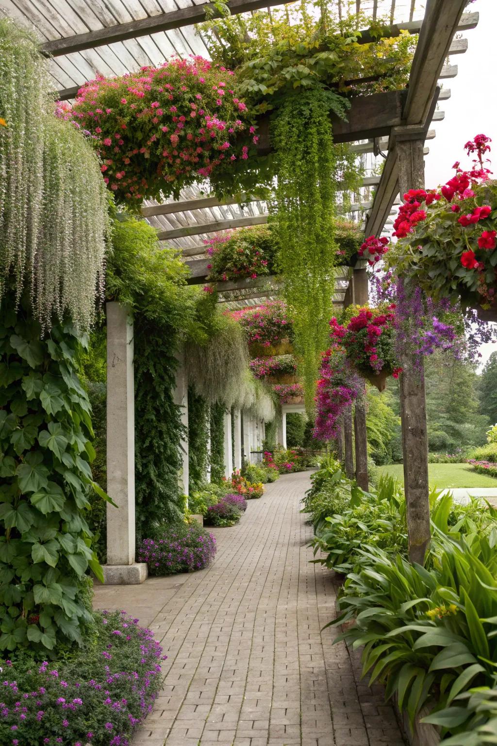 Hanging gardens add dimension and lushness from above.