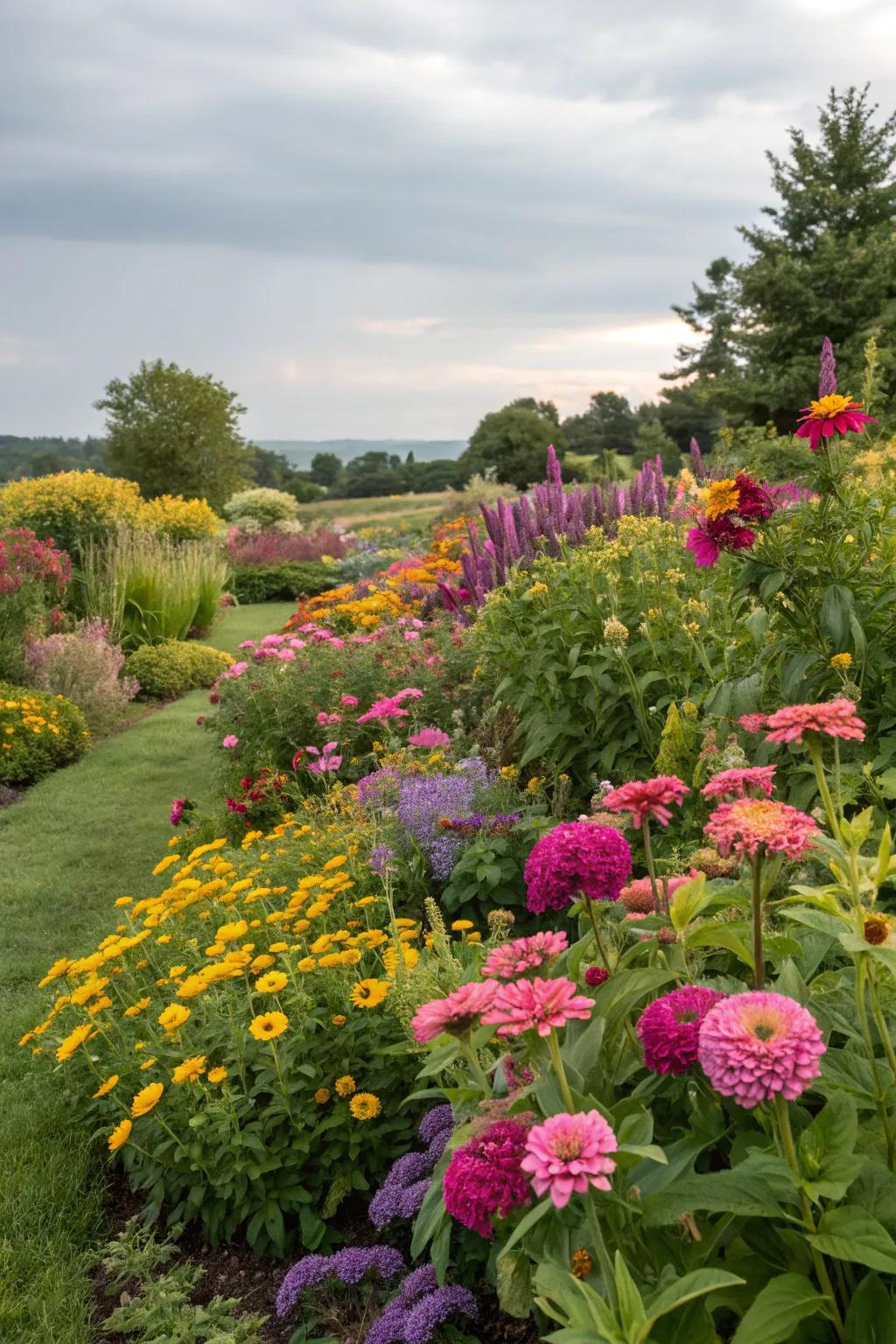 A colorful plant palette brings vibrant energy to the garden.