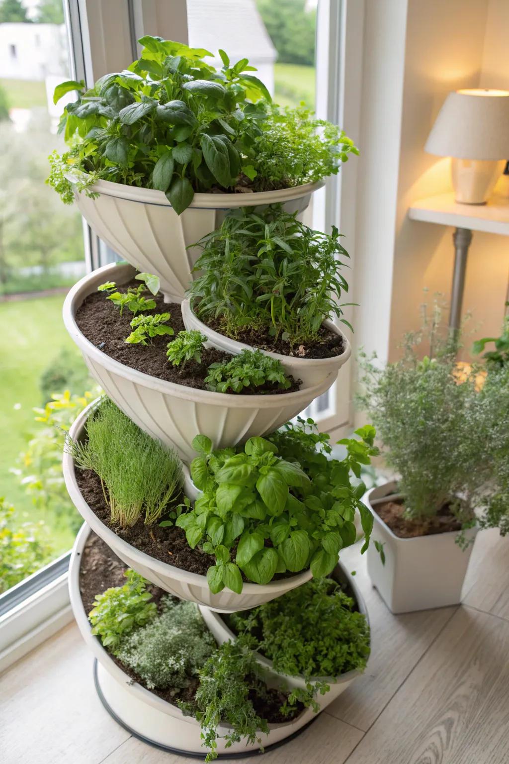Herb spirals offer unique, space-efficient gardening.