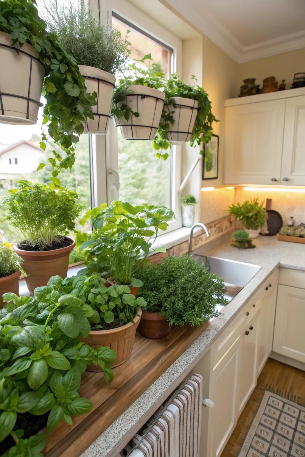 Seamlessly integrate herbs into your kitchen decor.