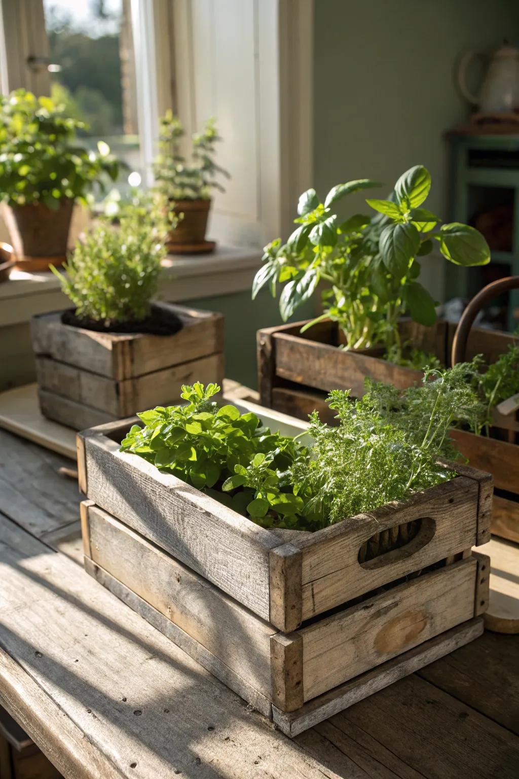 Rustic displays add a charming, vintage touch.