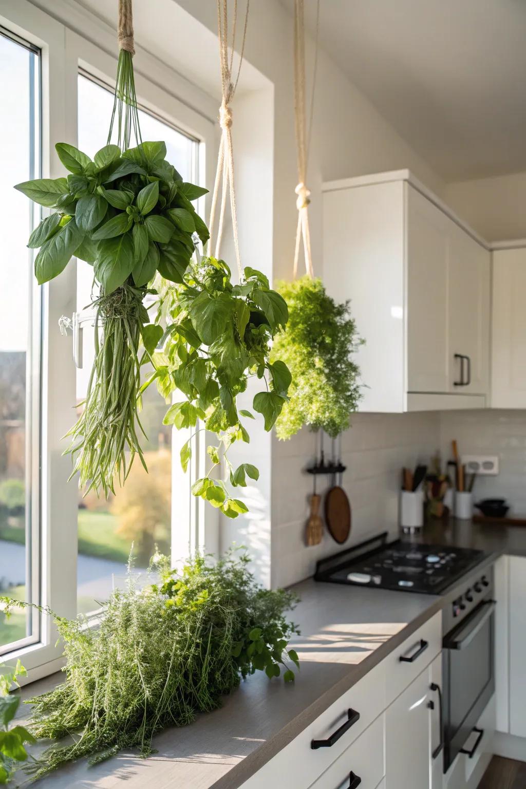 Window hanging gardens maximize light exposure.