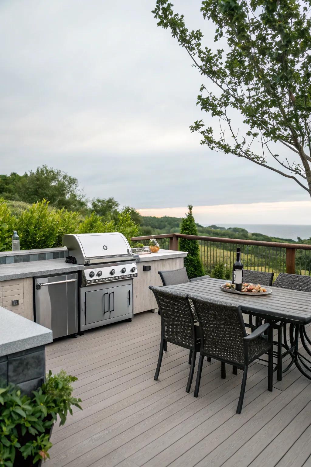 An outdoor kitchen oasis with all the amenities.