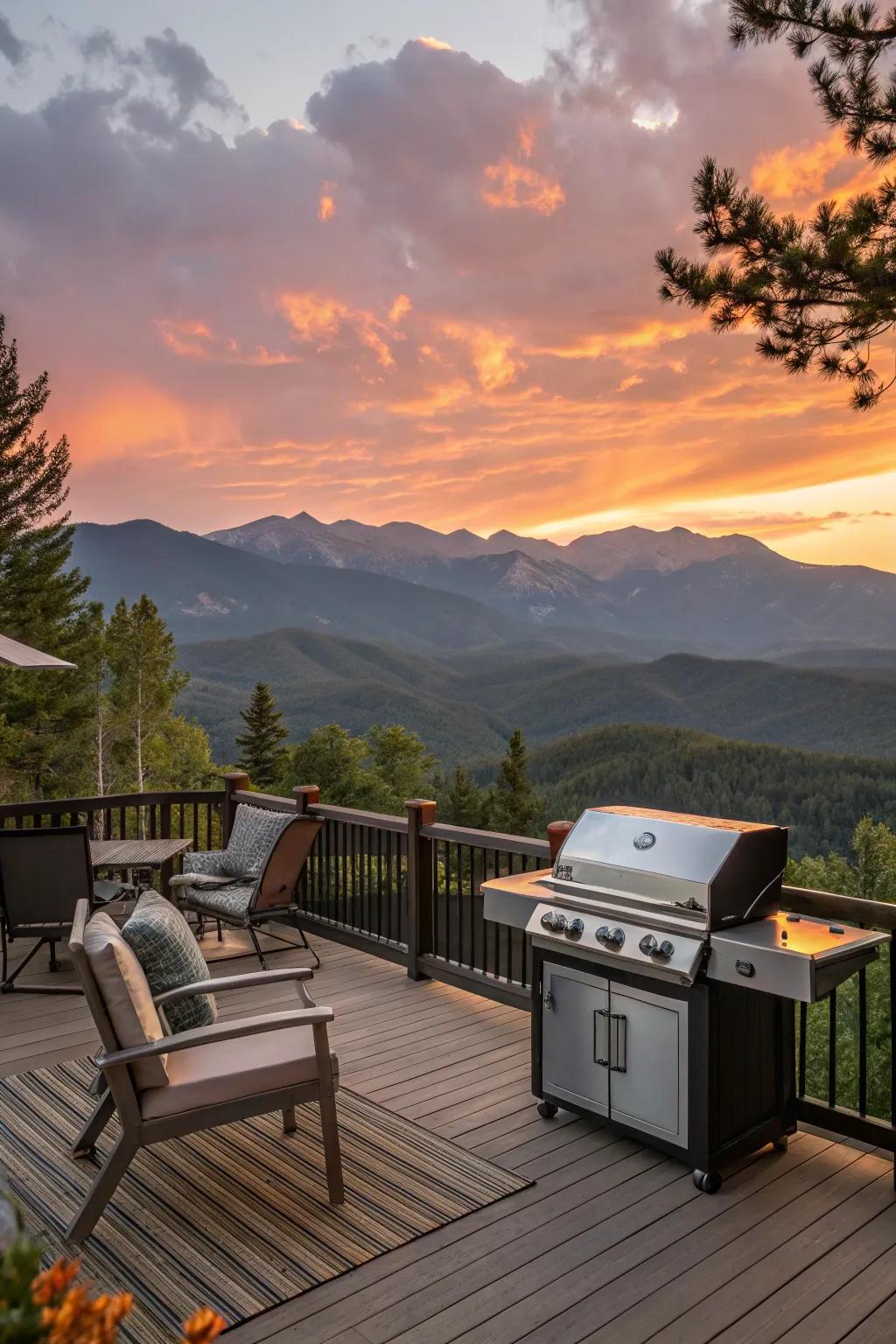 Grilling with a view adds a breathtaking element to outdoor cooking.
