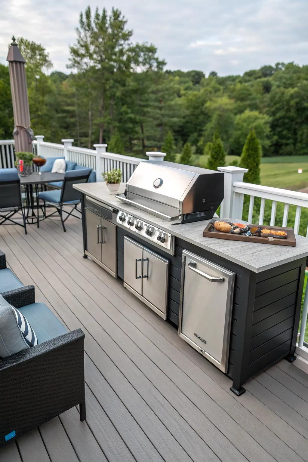 A built-in gas line for uninterrupted grilling sessions.