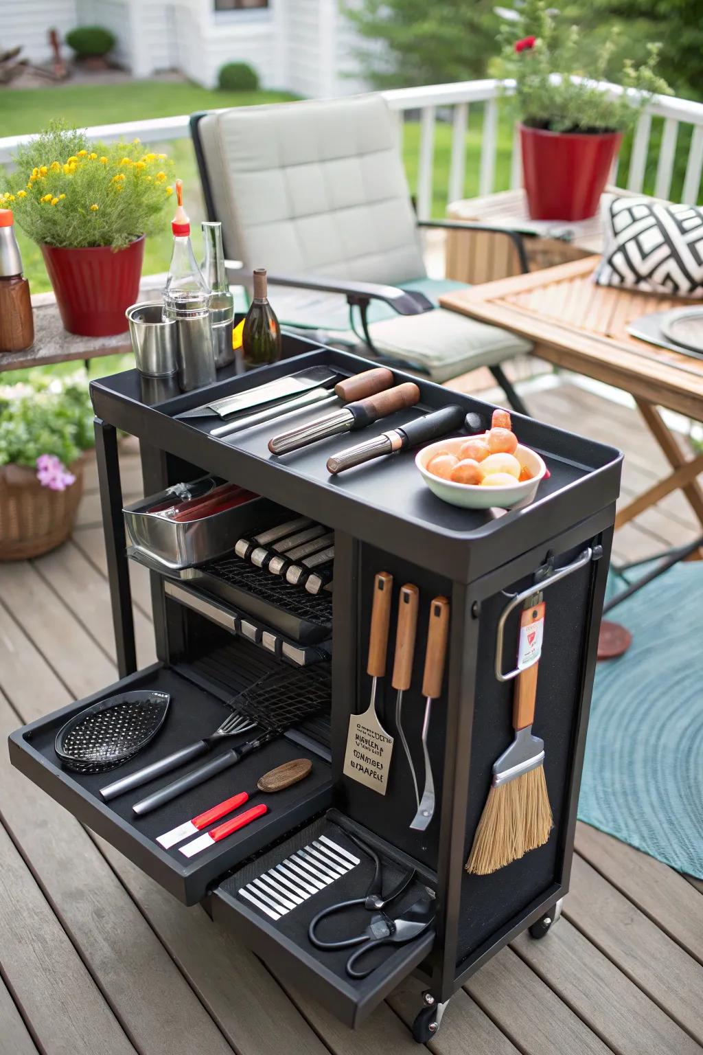 A versatile and mobile grilling solution with a portable cart.