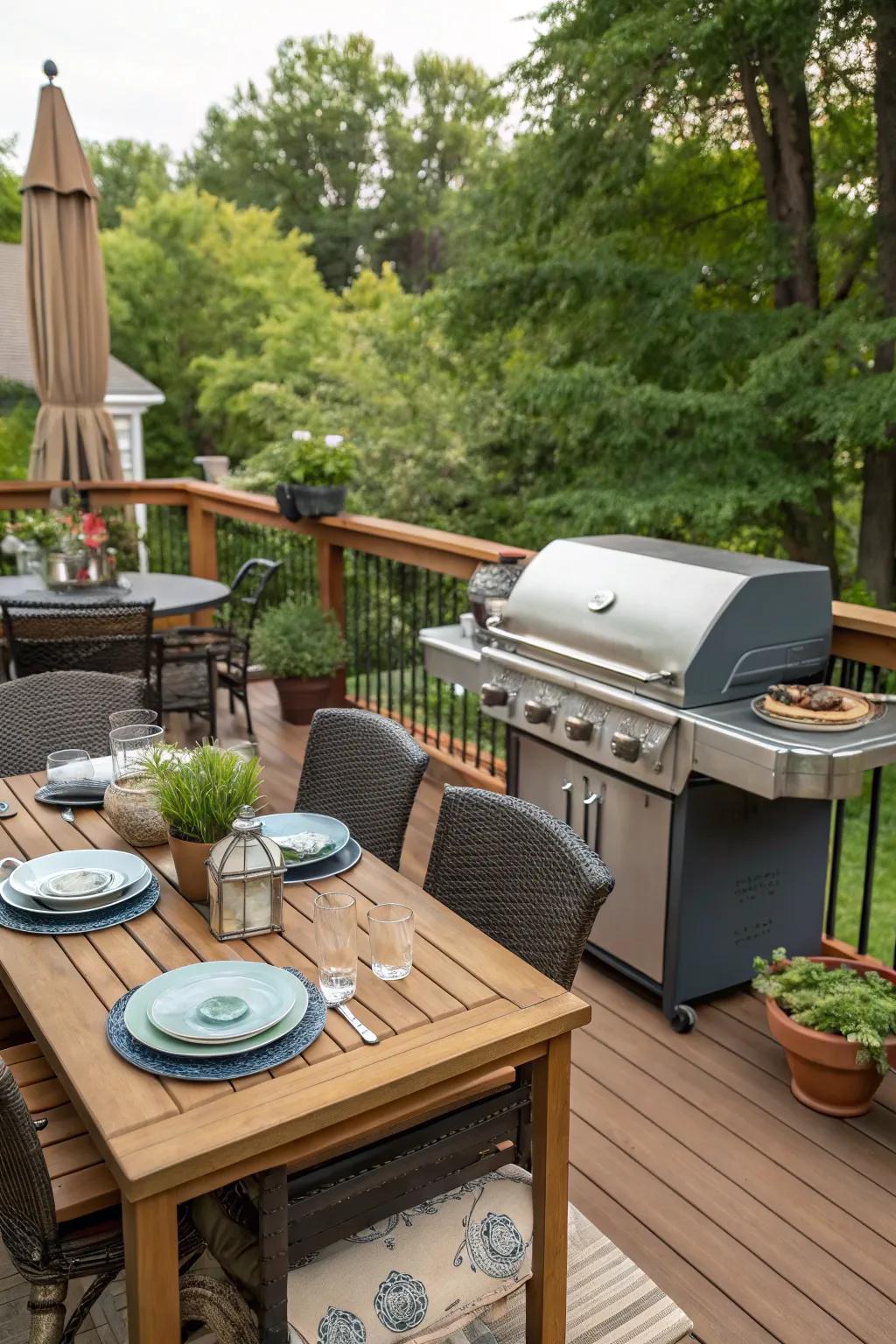 An inviting al fresco dining setup for enjoying grilled meals.