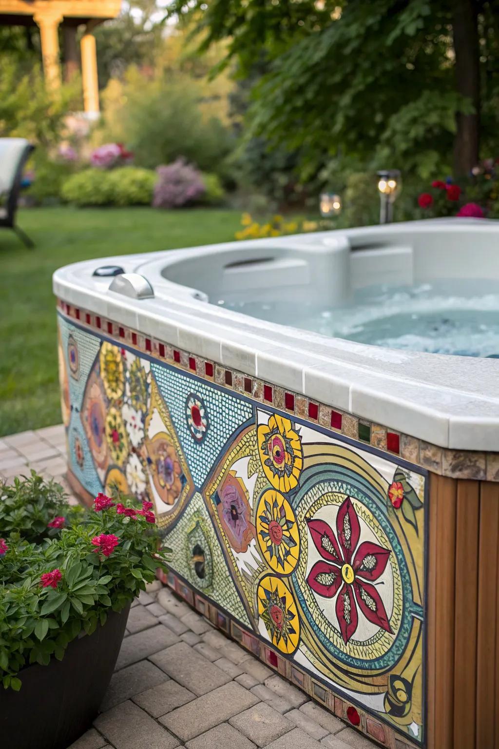 Mosaic tiles add a splash of color and creativity.