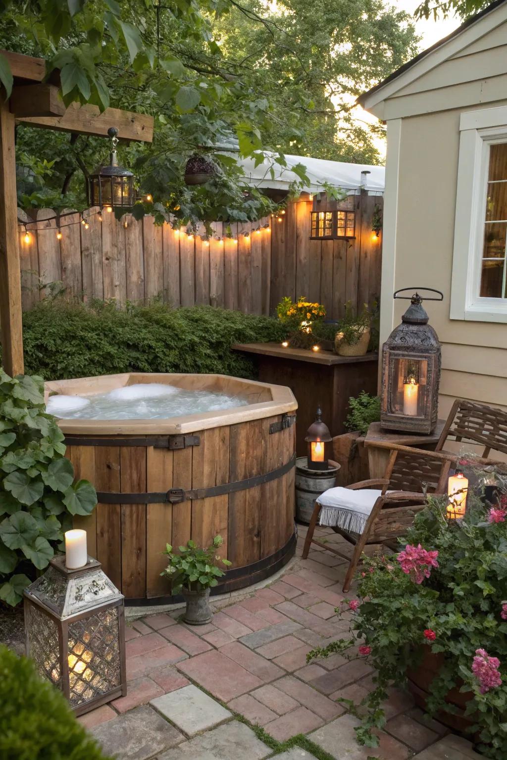 Reclaimed wood provides a unique and rustic charm to your hot tub.