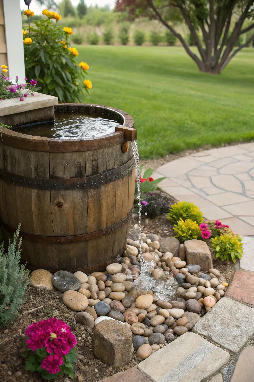 A container fountain is an ideal solution for compact spaces.